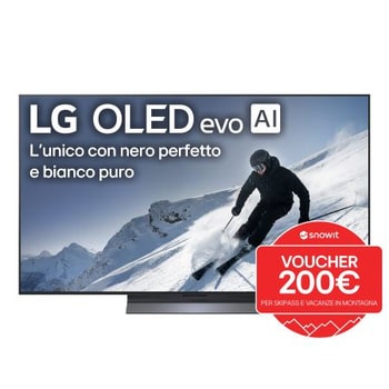 Vista frontale di una TV 83 pollici LG OLED evo AI C5 4K Smart TV 2025 OLED83C54LA